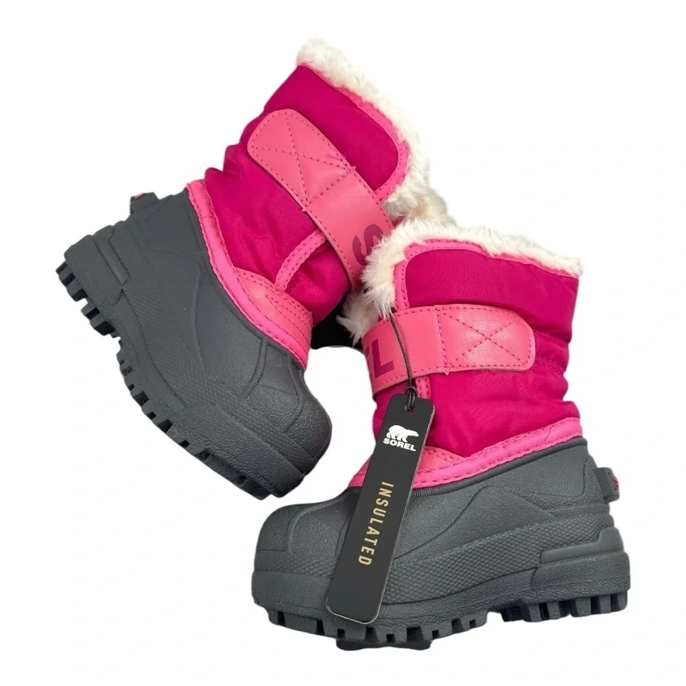 Sorel Girls Toddler Pink and Black Cold Weather Boots Size 4 Toddler Waterproof